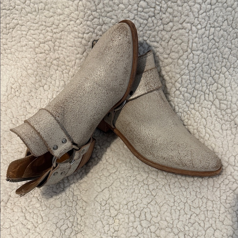 Frye Textured Cream Ankle Boots